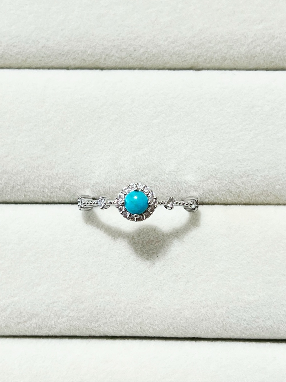 Natural Dainty Turquoise Stone Ring | Silver Plated | One Size Adjustable